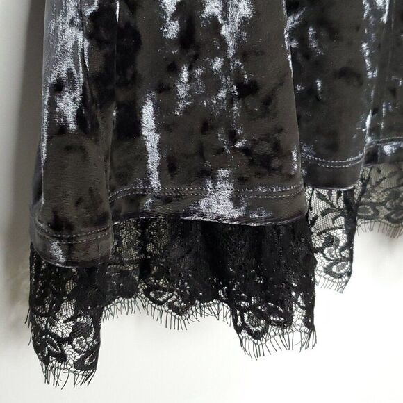 LOGO Lori Goldstein Open Cardigan L Velour Kimono Lagenlook Fairy Gray Black - Picture 4 of 6